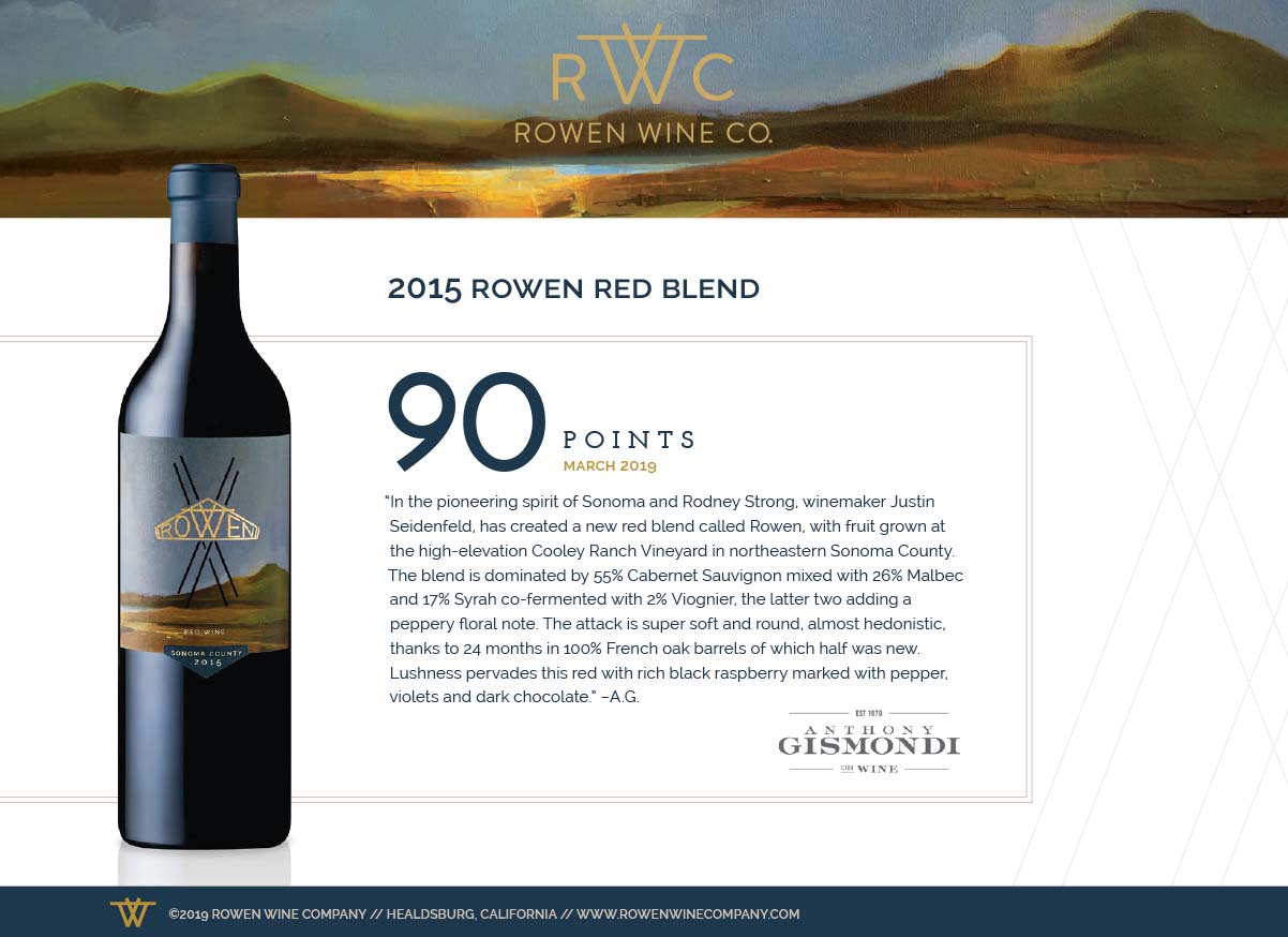 2015 Rowen Red Wine Blend 90 points Anthony Gismondi