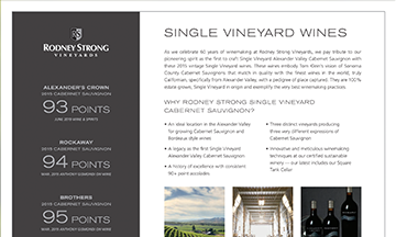 Single Vineyard Cabernet Sauvignon Sell Sheet