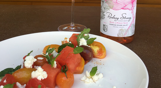 Rodney Strong - Watermelon & Heirloom Tomato Salad with Mint Vinaigrette