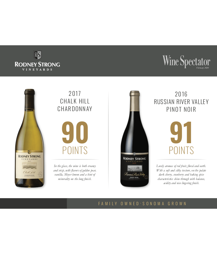 2017 Chalk Hill Chardonnay & 2016 Russian River Valley Pinot Noir - 90+ Point Ratings - Wine Spectator