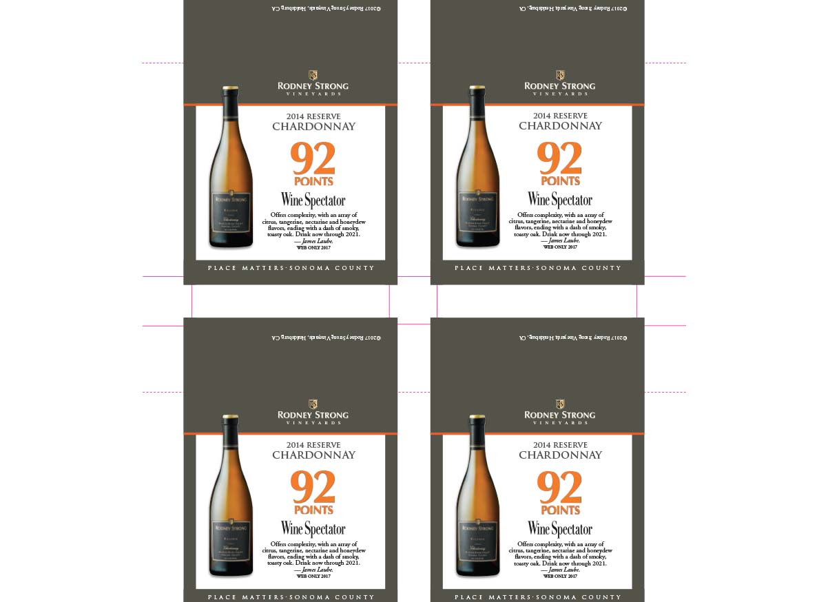 Rodney Strong 2015 Reserve Chardonnay Shelf Talker