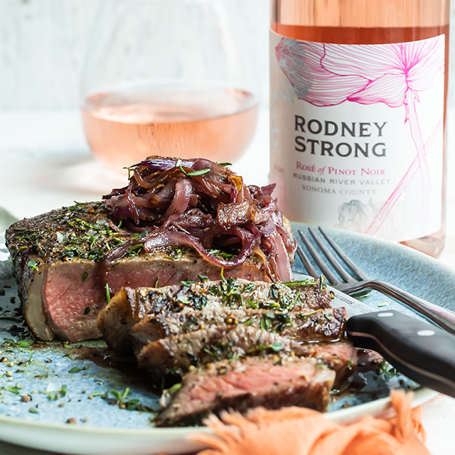 Beef dish with Rosé of pinot noir