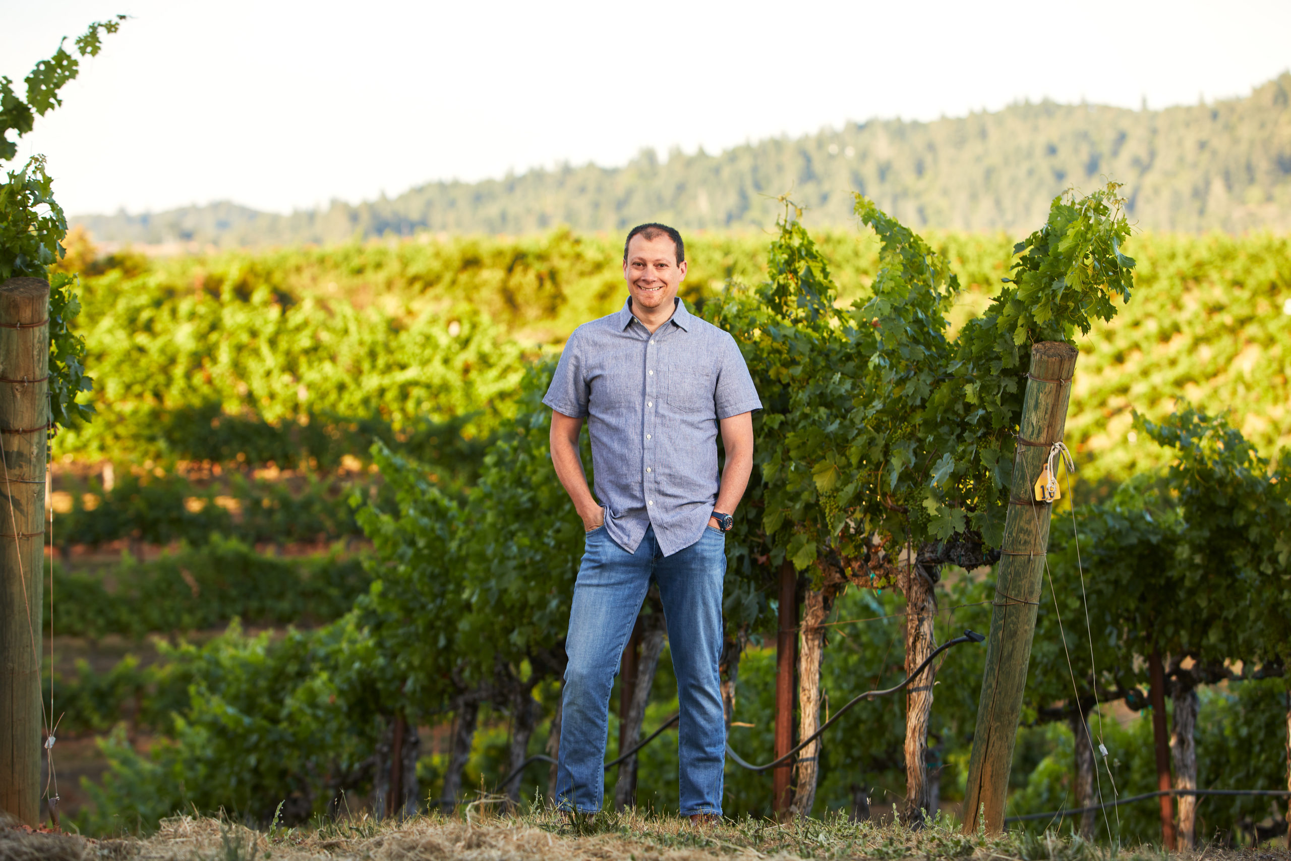 Justin Seidenfeld in vineyard
