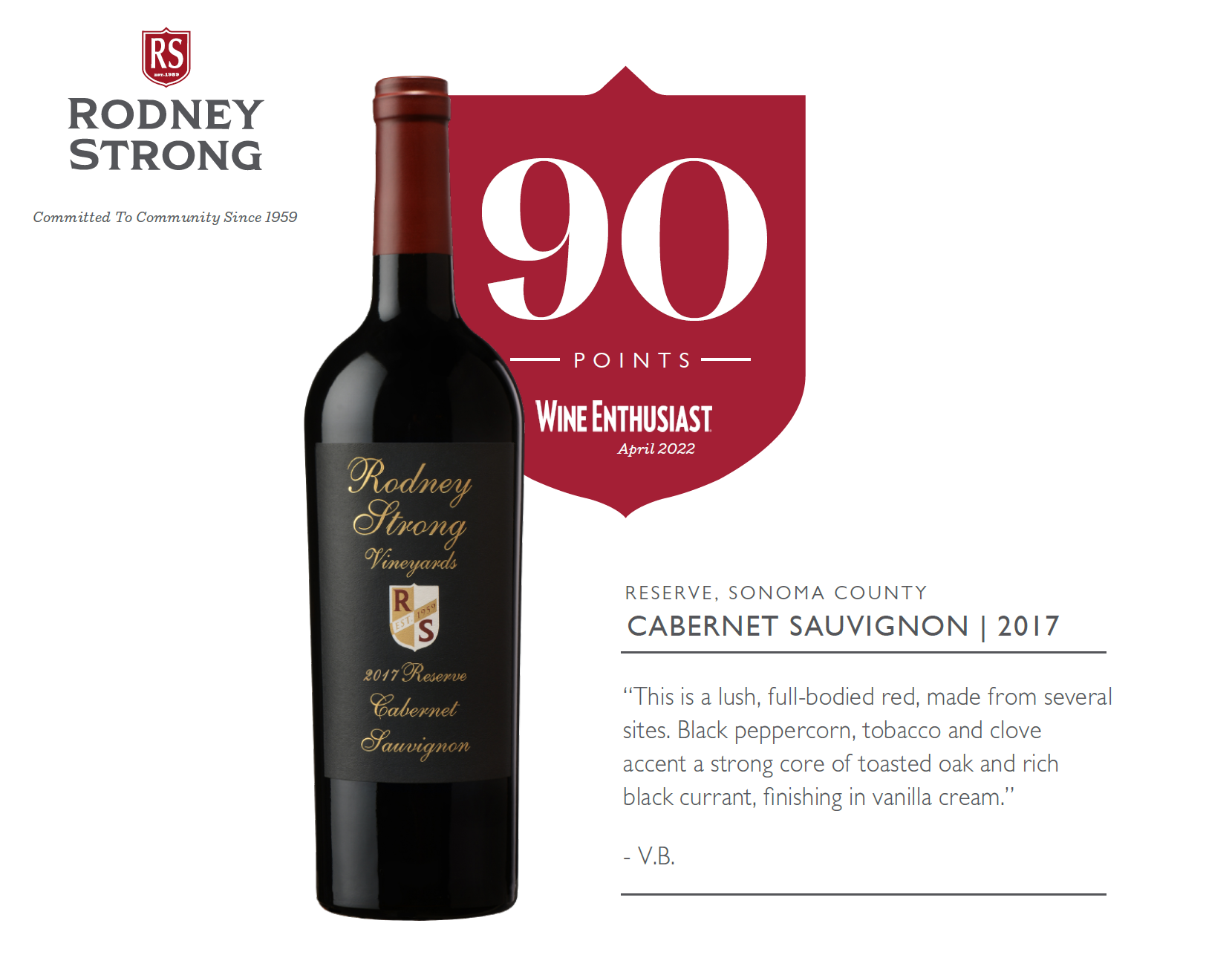 2017 Reserve Cabernet Sauvignon 90 points Wine Enthusiast