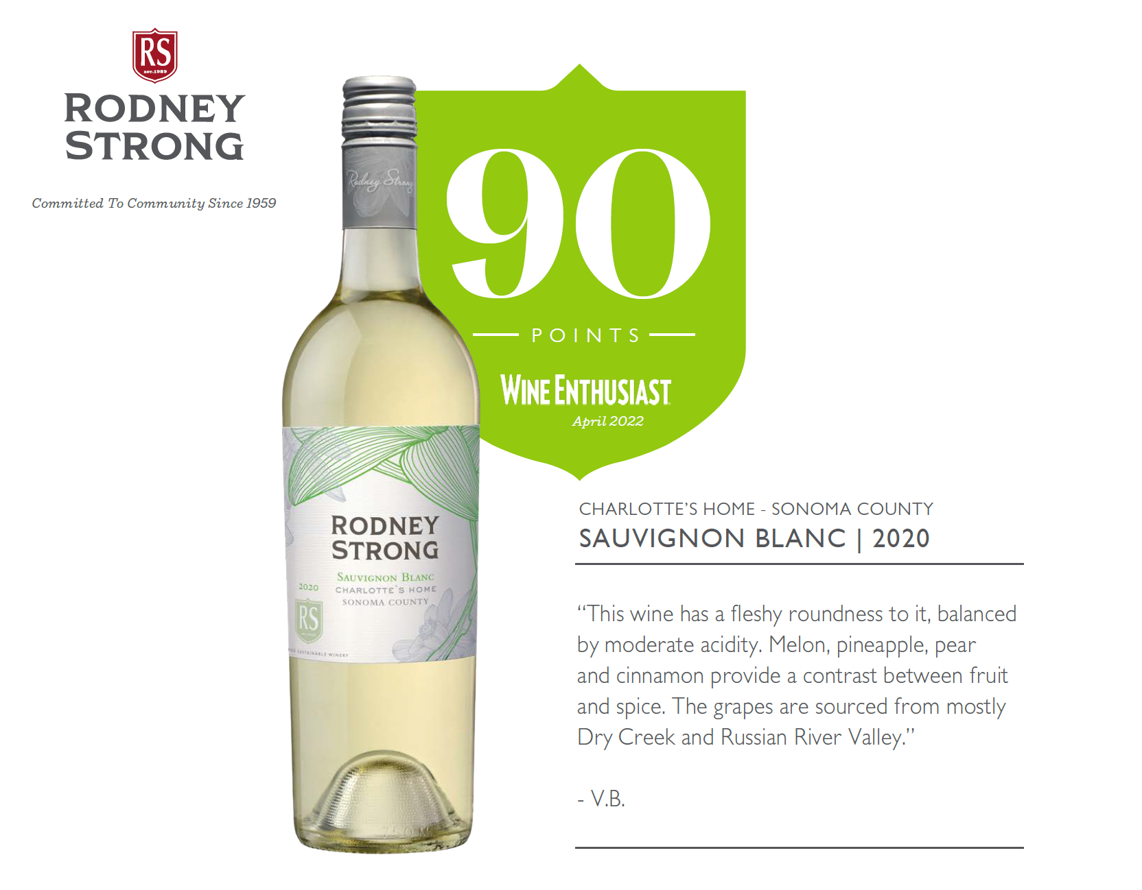 2020 Charlotte's Home Sauvignon Blanc 90 points Wine Enthusiast