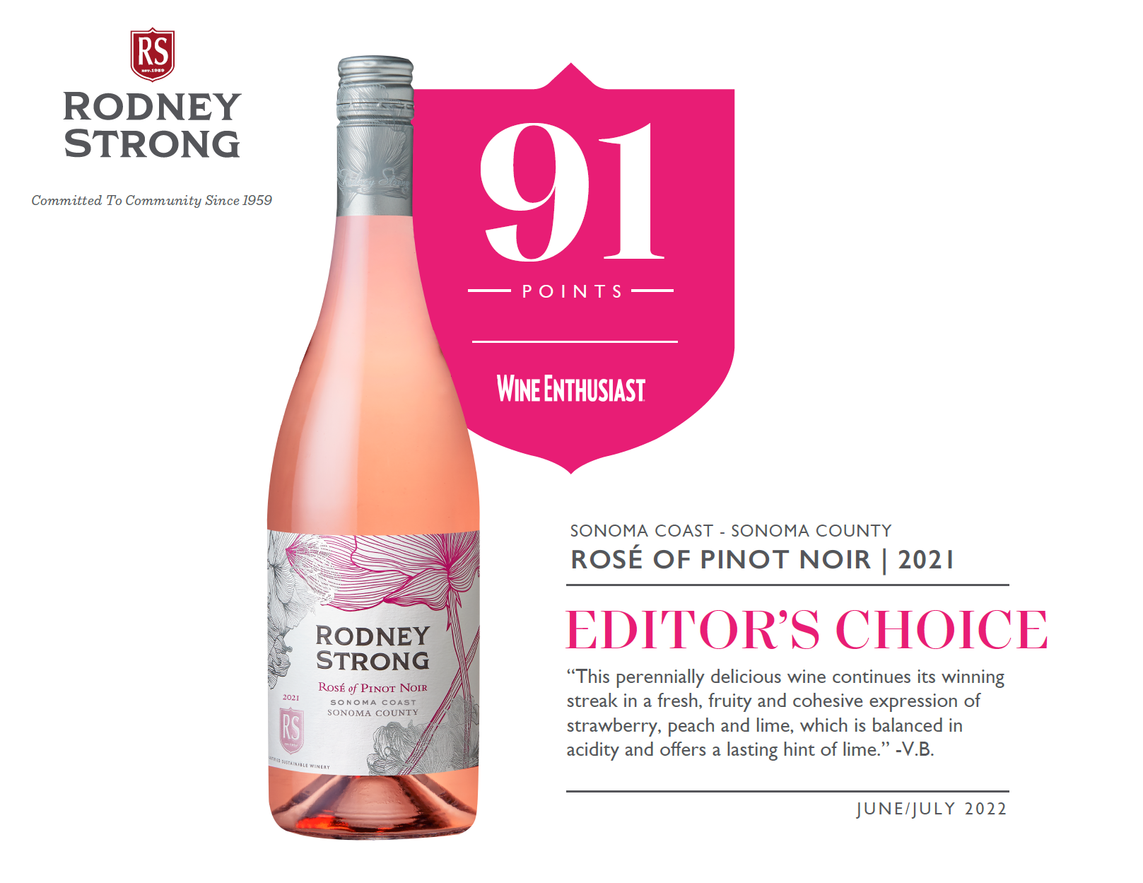 2021 Rose of Pinot Noir 91 points Wine Enthusiast