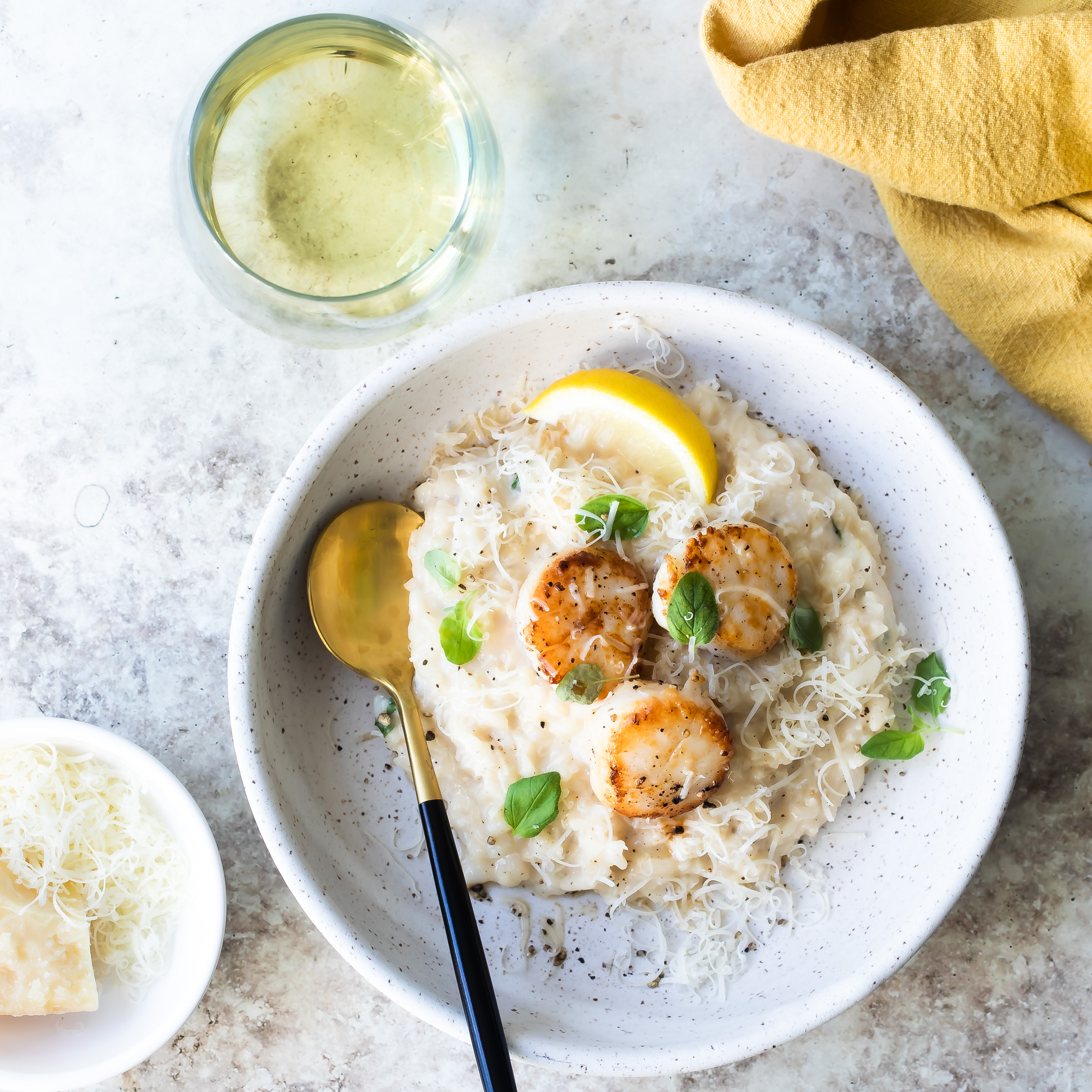 Scallops with Garlic and Lemon Risotto