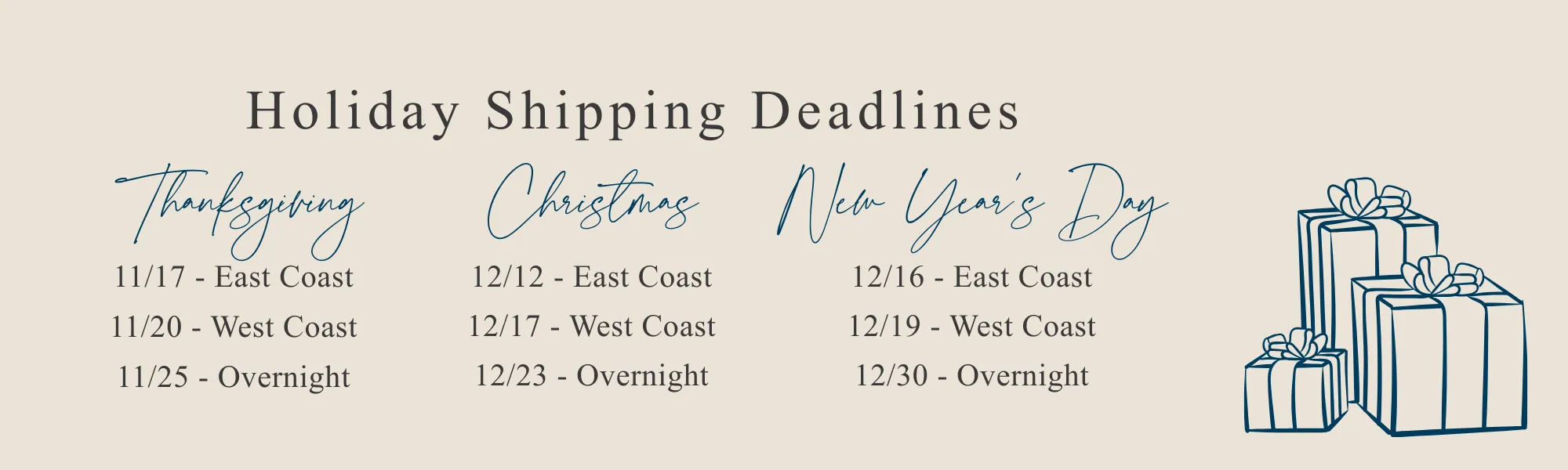 Holiday Shipping Deadline graphic