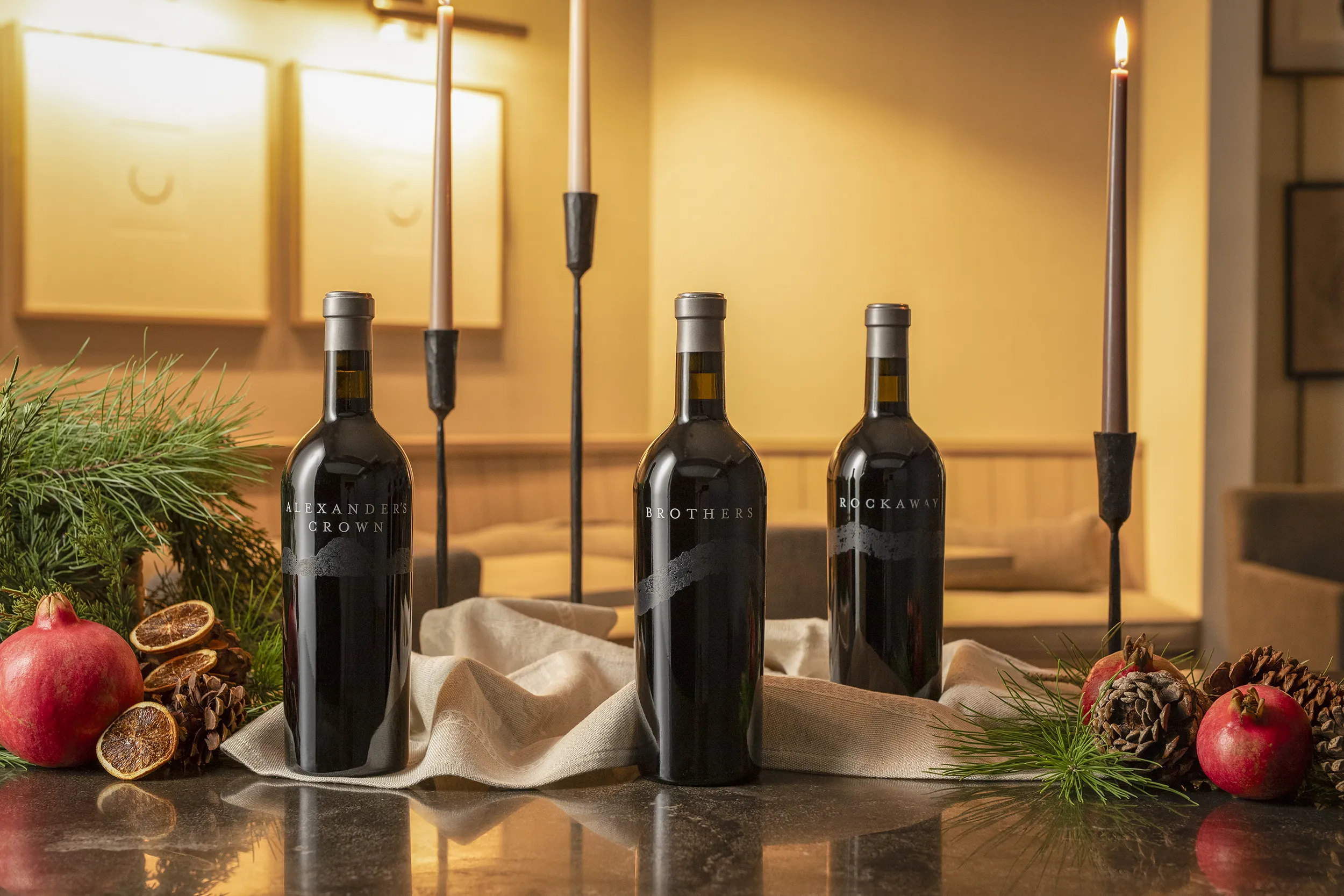 Rodney Strong winter wine bottles