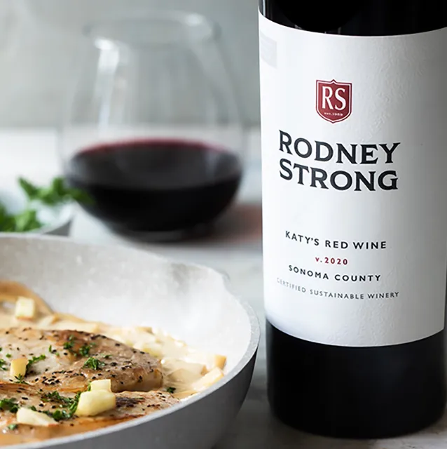 Rodney strong wine bottle with food