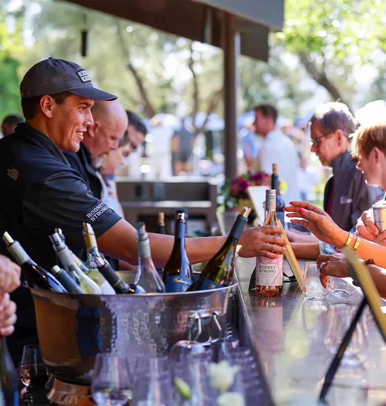 Serving wine at The Terrace and Concert Green