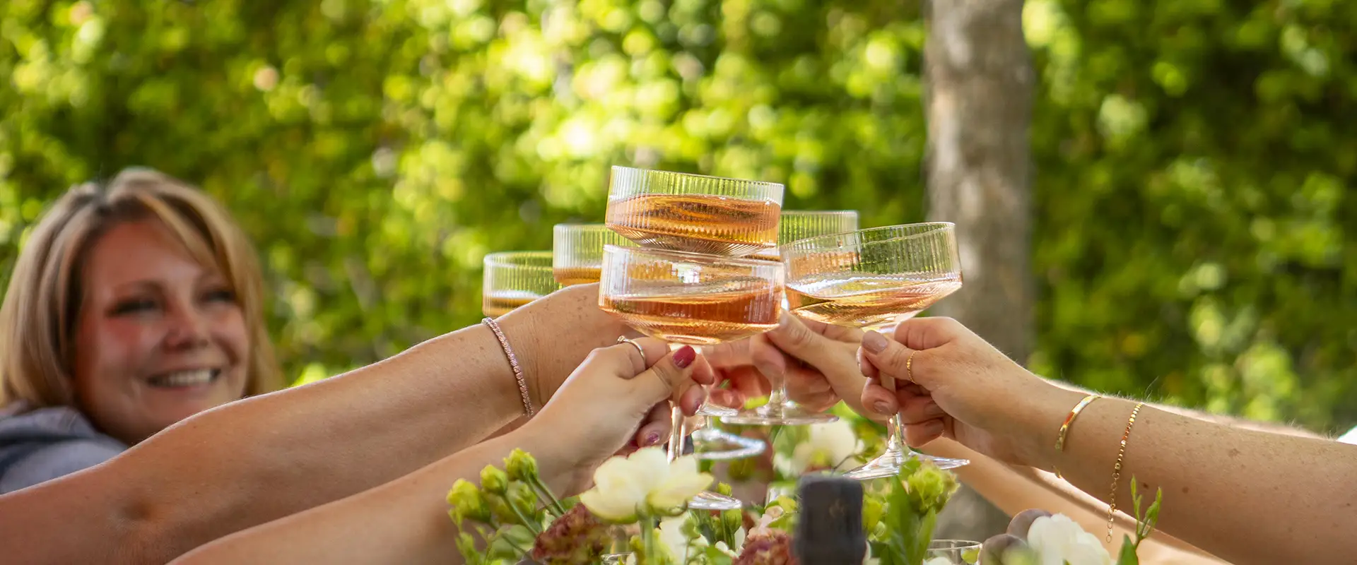 Multiple glasses of Rodney Strong Rose cheers