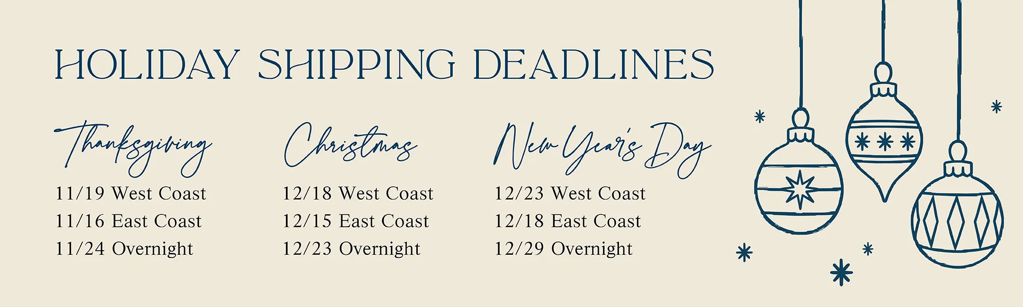 Holiday Shipping Deadlines